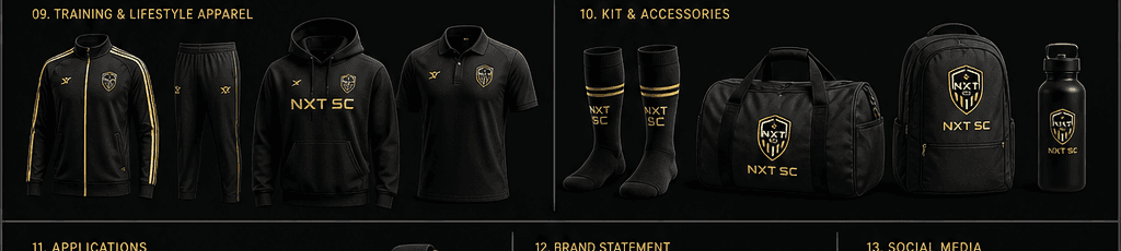 NXT SC training wear — training top, shorts, and socks